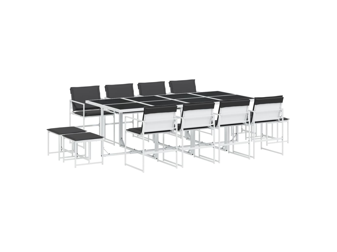 Maison Exclusive - 13 Pcs Conj. De Jantar P/ Jardim C/ Almofadões Textilene Branco