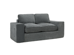 Sofá 2 Places En Chenille, Sofá De Salon 156 Cm, Assise Et Accoudoirs Larges Rembourrées, 2 Oreillers, Cinza