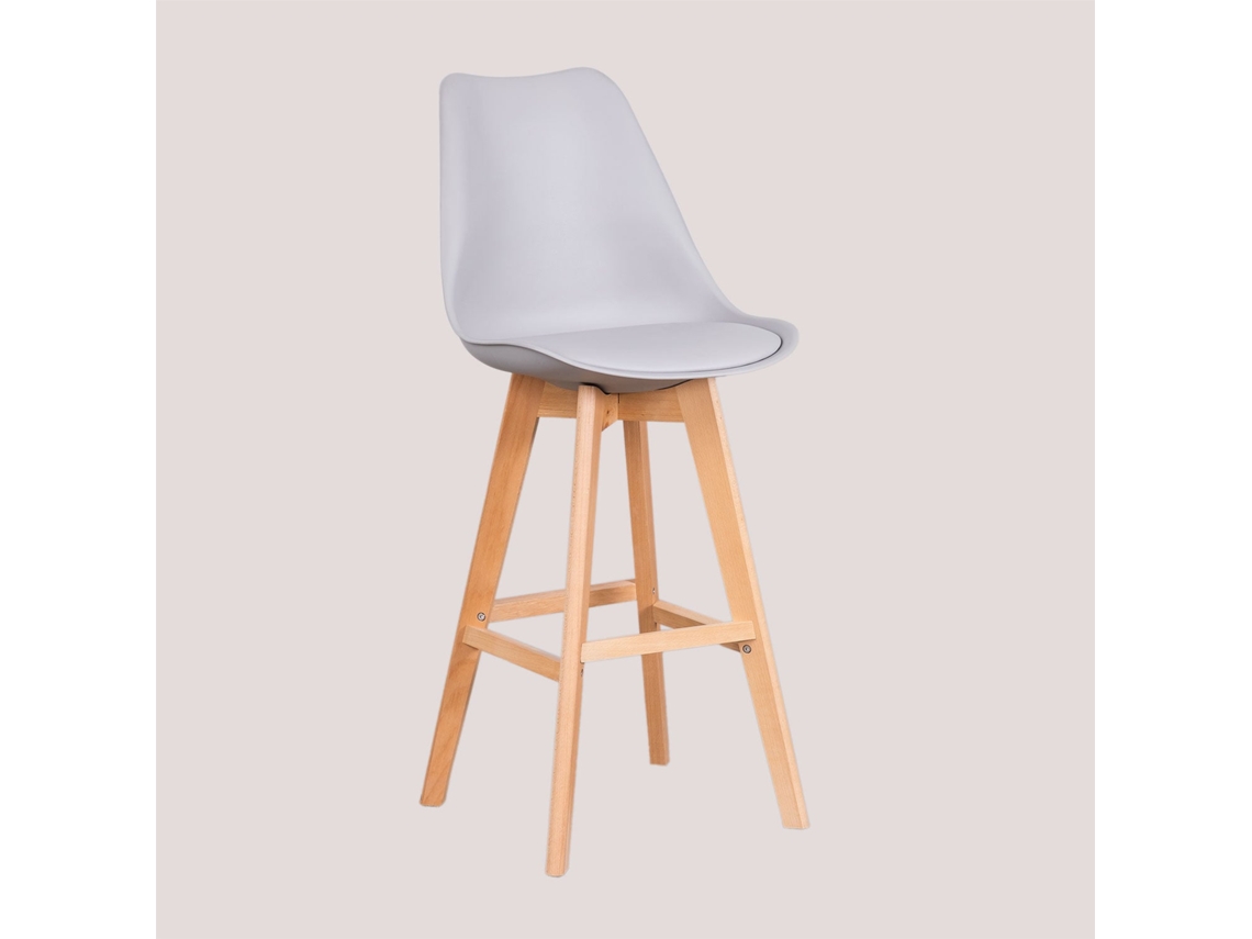 Conjunto de 2 Bancos SKLUM Nordic (Cinzento Claro - Polipropileno e Madeira de faia - 112 cm x 49.5 cm x 49.5 cm)