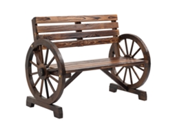 Banco Madeira Abeto Roda Carroça Marrom 106x56x79cm
