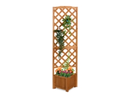 Relaxdays Caixa De Plantação Com Treliça, Hbt 180x55x51 Cm, Vaso Para Varanda E Jardim, Madeira De Abeto, Marrom Claro