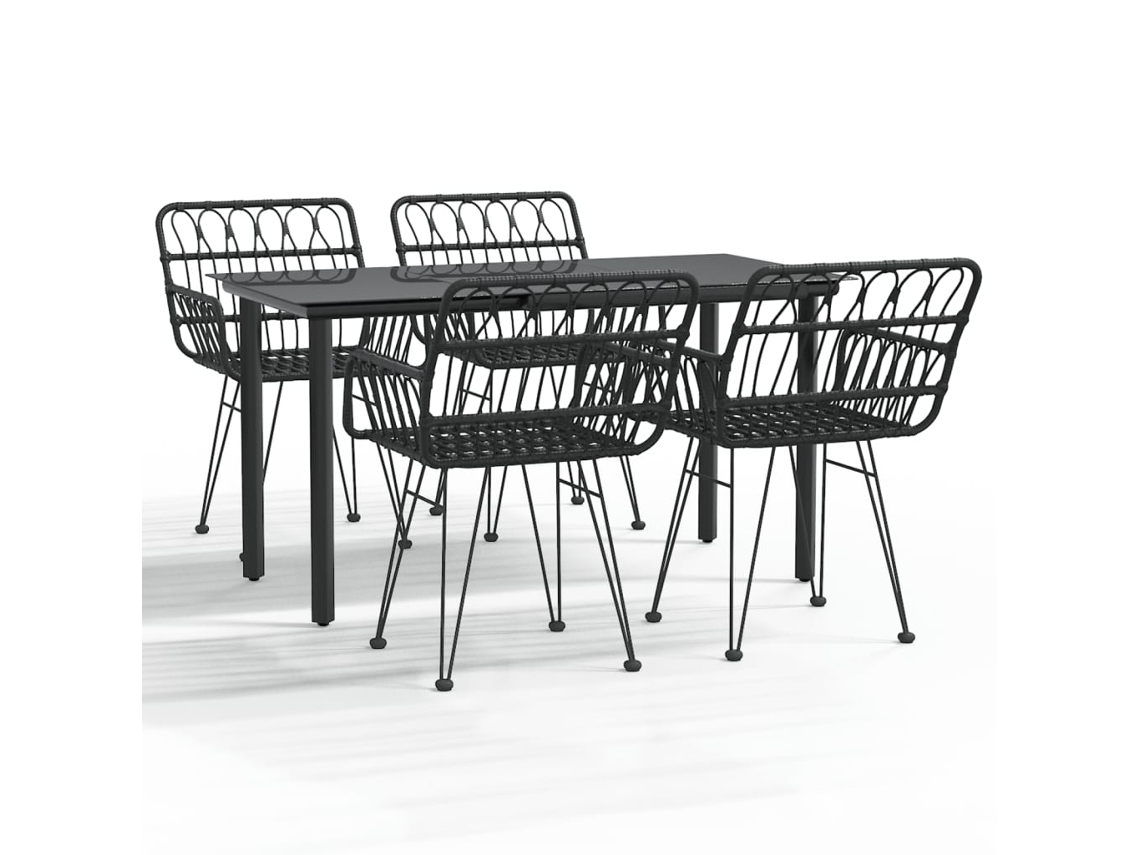 Maison Exclusive - 5 Pcs Conjunto De Jantar P/ Jardim Vime Pe Preto
