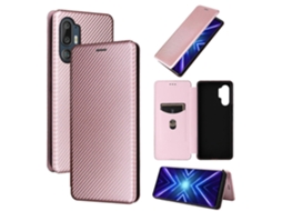 Capa De Couro Com Textura De Fibra De Carbono Para Htc U24 Pro