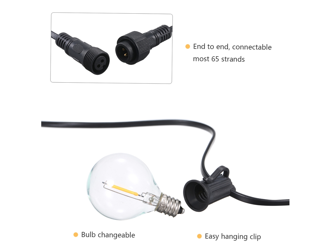 Luzes de Fio Led G40 2 Pacotes 13m Ip44 Resistente à Água Jardim Natal