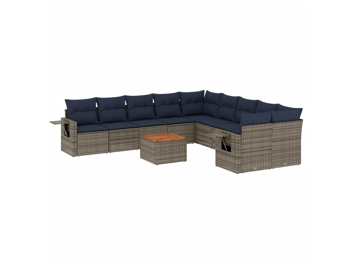 Conjunto de Sofá de Jardim, 11 Peças, Almofadas, Rattan Cinza MAISON EXCLUSIVE