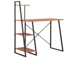 Vidaxl Secretária C/ Unidade Prateleiras 102x50x117cm Preto E Castanho