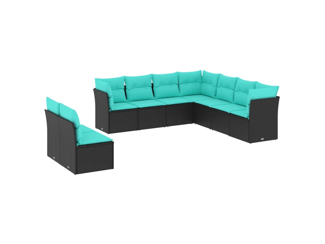 Conjunto de Sofá de Jardim, 5 Peças, Almofadas, Rattan Preto MAISON EXCLUSIVE