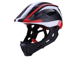 Capacete Infantil Para Bicicleta (preto, Vermelho E Branco) Com Protetor De Queixo Removível.
