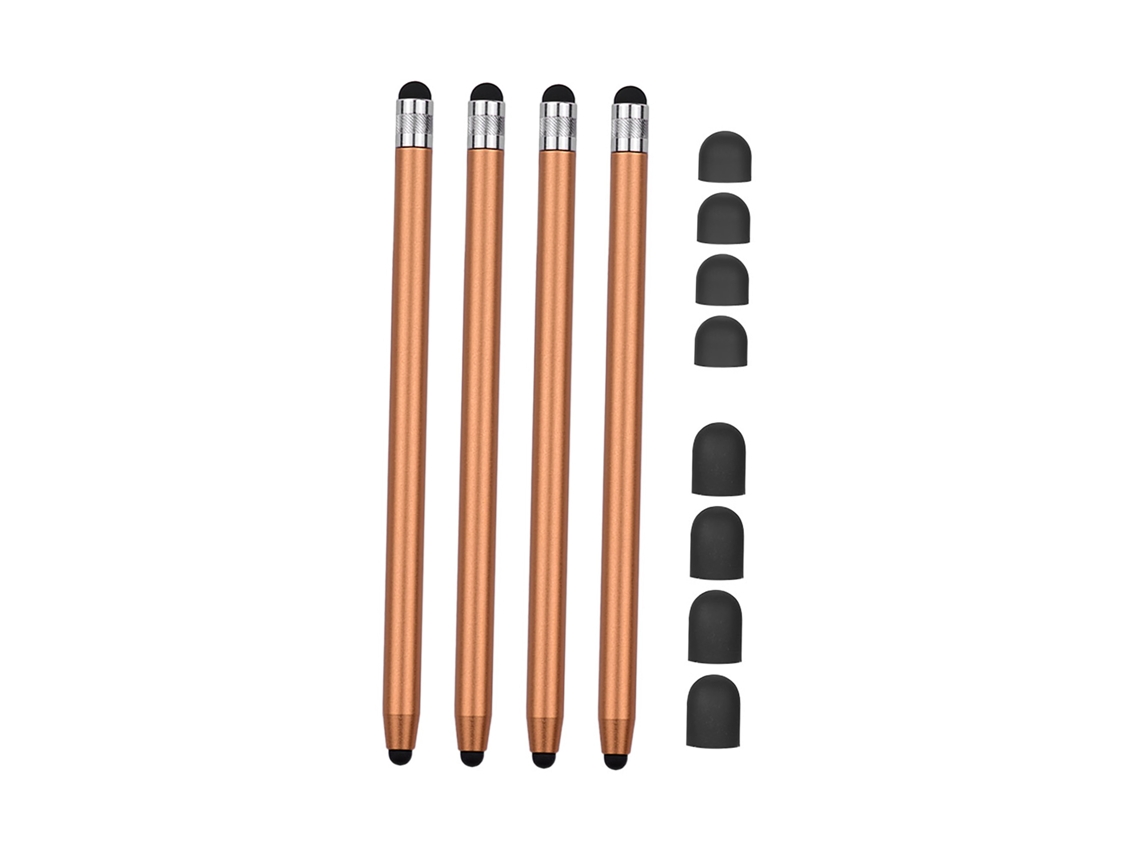 Lápiz Estilo Táctil Universal 2 Em 1 Para Tablets E Telefones Com 8 Pontas De Borracha Substituíveis 4pcs 4gold