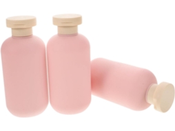 Conjunto de 3 frascos GOKOCO, para shampoo e loção, rosa