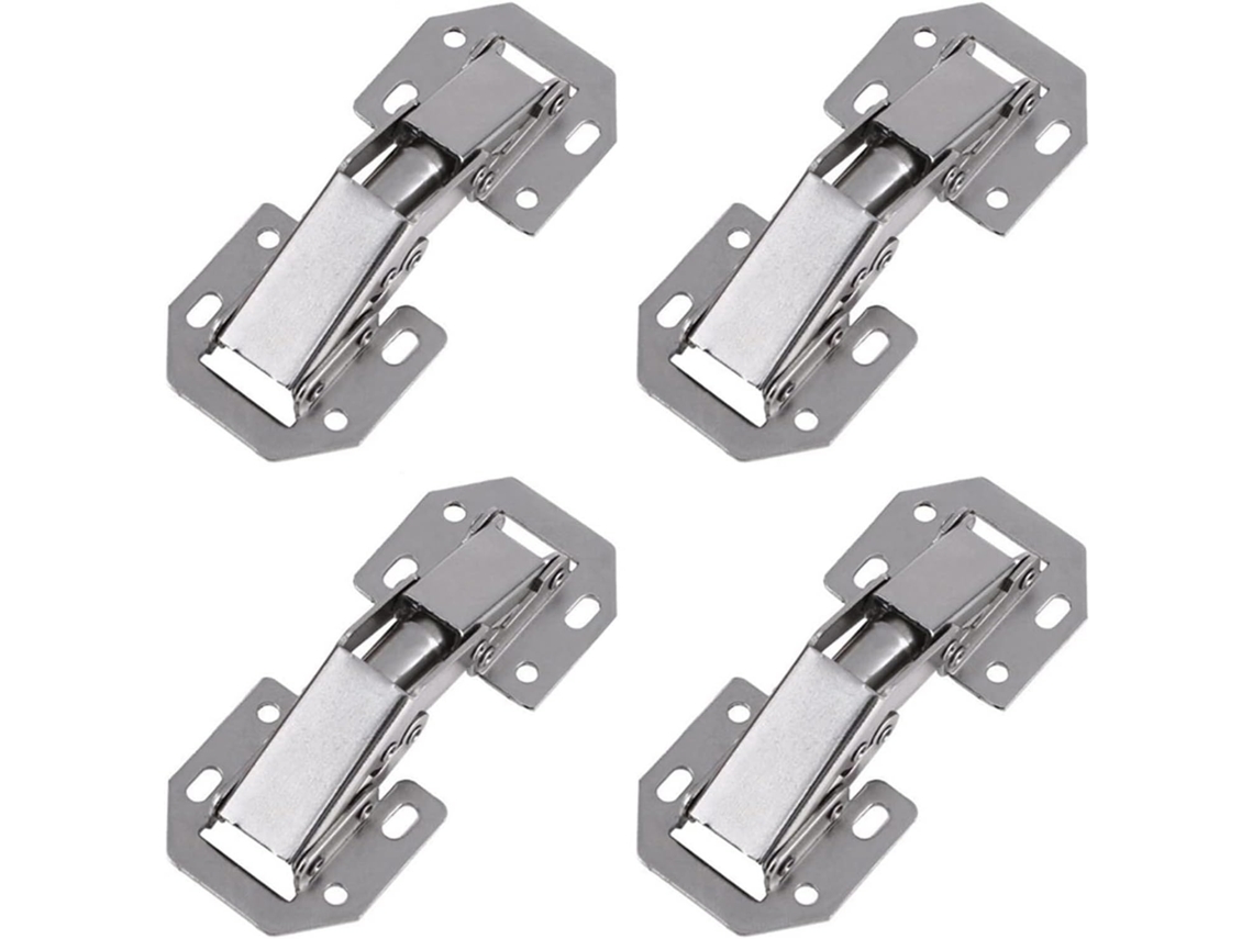 Conjunto De 4 Dobradiças 90° Para Armários, Prateadas, Com