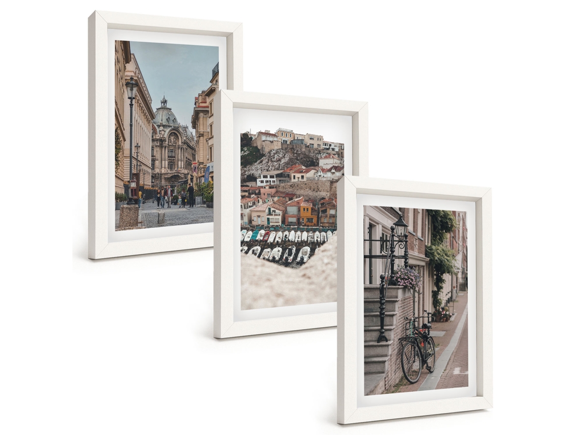 Composição De Quadros Ruas Charmosas Da Cidade Portuária Espelharte (3 Peças 20x30 Cm)