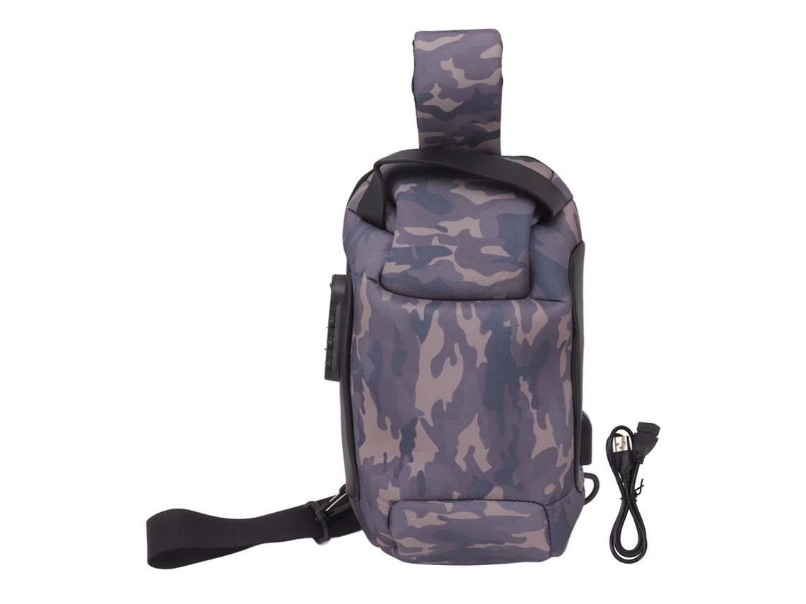 Bolsa para câmera em lona impermeável de alta densidade 2026 com cadeado de combinação e alça larga para viagens, camuflada.