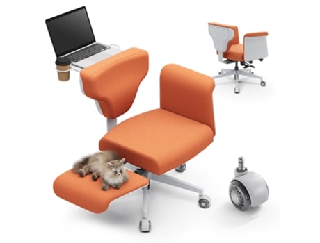 Cadeira Escritório Newtral Ff O Freedom X Multifunção Laranja Com Apoios Braços Múltiplas Posturas Ergonómica Conforto Casa Escritório