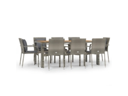 Garden Dining Set, Garden Dining Sets Vidaxl Cinzeto Rattan / Vime (mesa Com 190 Cm De Comprimento)