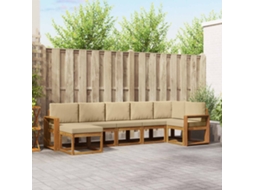 Vidaxl Conjunto De Sofás Para Exterior 7 Unid. Natural E Bege