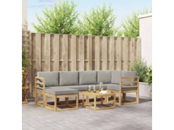 Vidaxl Conjunto De Sofás Para Exterior 7 Pcs Branco E Cinzento-claro