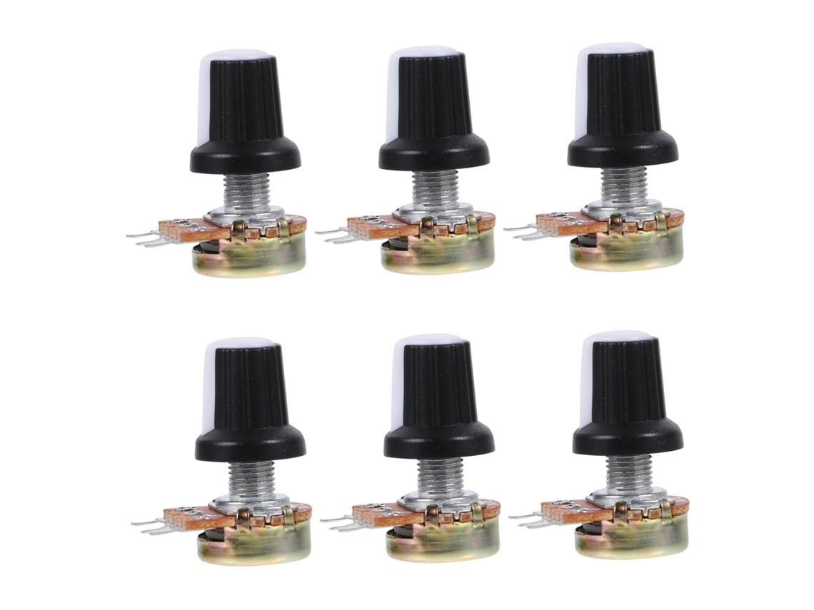 Conjunto De 10 Potenciômetros Rotativos Ajustáveis Com Botões Serrilhados Para Equipamentos E Sistemas De Áudio.