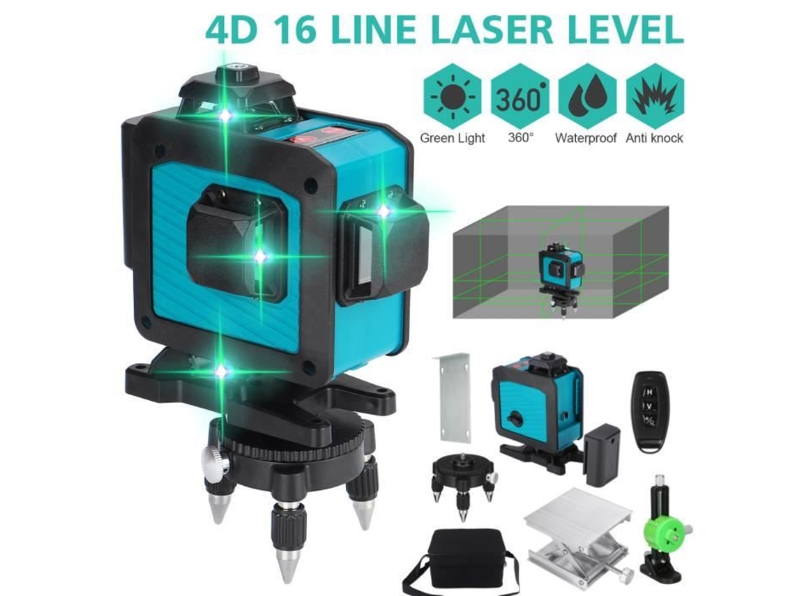 Nível laser de rastreamento de pó 360 ° 4D automático 16 linhas suporte controle remoto carregador UE Plugue UE S/MARCA