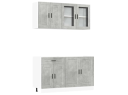 Conjunto de 4 armários de cozinha em concreto cinza - EXCLUSIVO DA MAISON