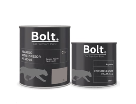 Conjunto Tintas de Retoque BOLT SPRAY PREMIUM PAINT Kit Hs Grey 2K 4:1 + Catalisador 1,25 lt (Preto)