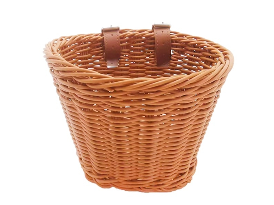 Cesta Dianteira para Bicicleta, Rattan, Cor Marrom, para Compras, Piqueniques, Deslocamentos Urbanos e Armazenamento no Guidão AQUAFORGE