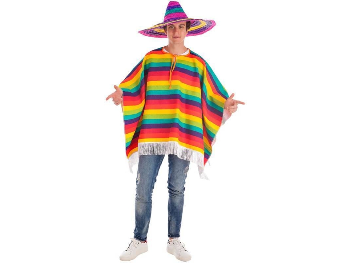 Fato Unisexo DISFRAZZES Ponho Mexicano Arco-Íris Para Adulto (Tam: M/L)