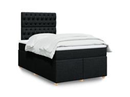 Vidaxl Cama Boxspring Com Colchão 120x190 Cm Tecido Preto