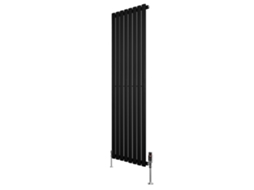 Radiador Oval De Coluna Única 1600x480 Mm - Preto, 1125w, Aço Carbono, Válvulas Termostáticas Cromadas, Suportes E Kit