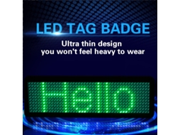 Badge Led Digital Gravável Multilíngue Verde