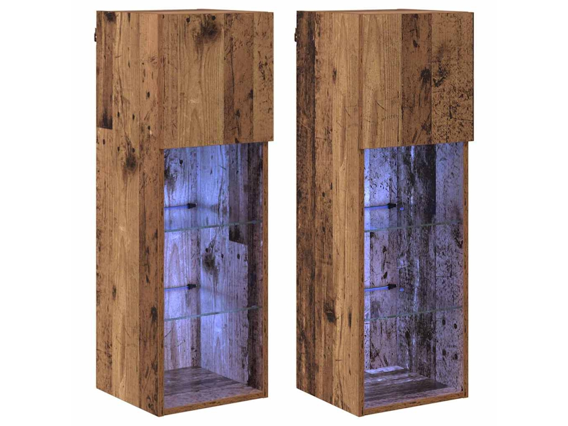 Conjunto 2 Unidades De Armazenamento Vidaxl Castanho Derivados De Madeira (30,5 X 30 X 90 Cm)