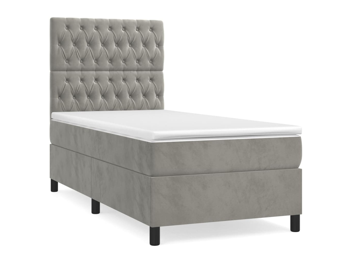 Box Spring Bed, Box Spring Beds Vidaxl Cinzeto Veludo (90 X 190 Cm)