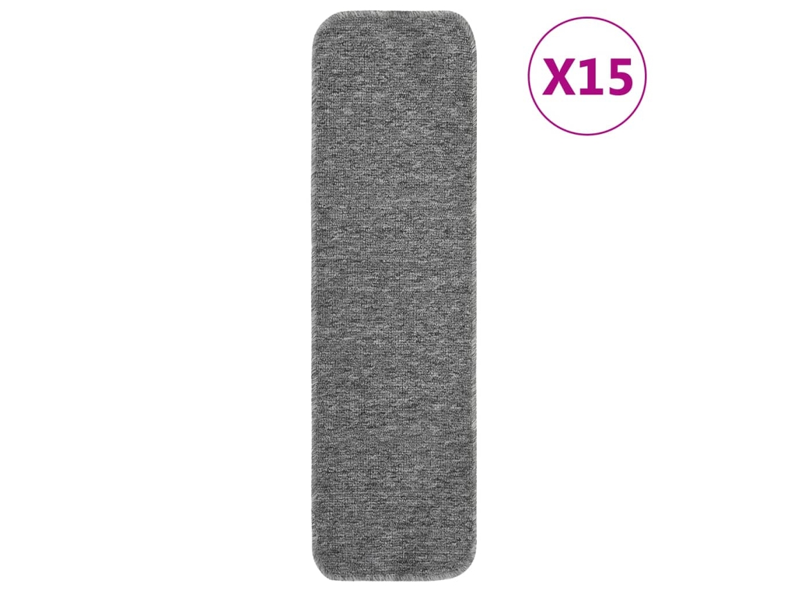 Vidaxl Tapetes Antiderrapantes Retang. P/ Escadas 15pcs 75x20 Cm Cinza