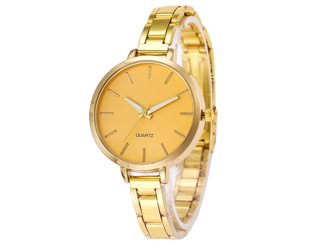 Reloj De Cuarzo Con Correa De Acero Estilo Simple Y Moderno Dorado