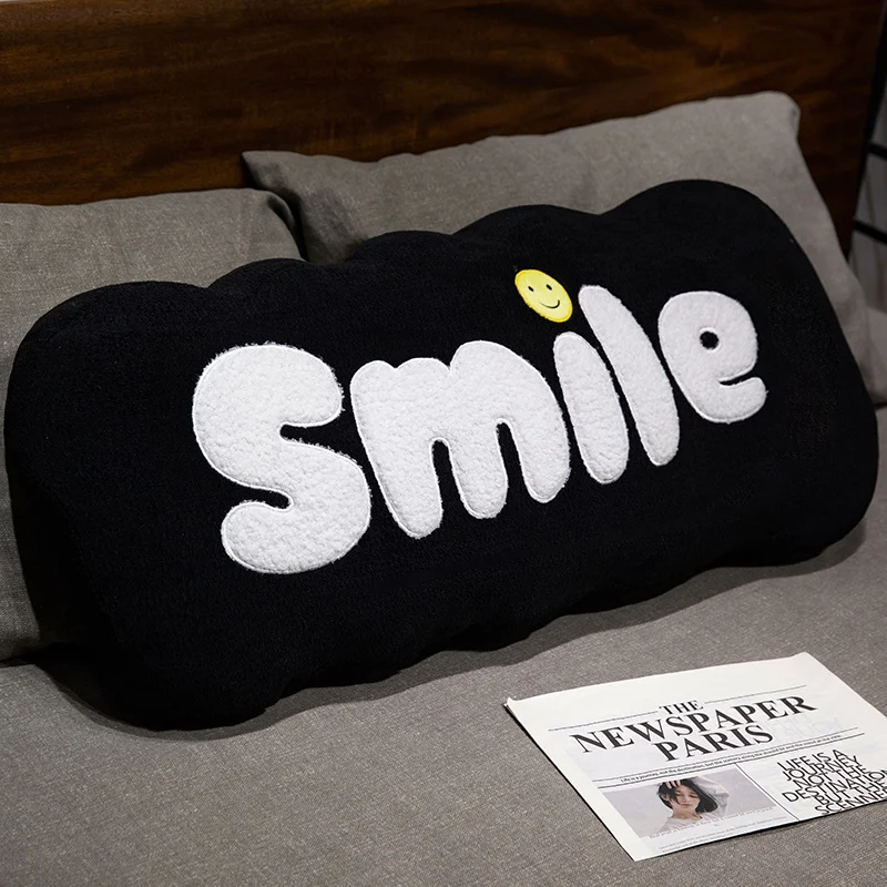 Almofada Decorativa para Sofá com Estampa de Rosto Sorridente para Adultos. MDUG (rosto Sorridente Branco, 80 Cm)