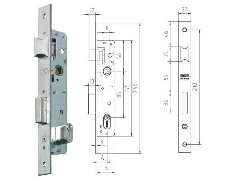 Mcm cerradura embutir metalica 1550-21 18 inox cilind.oval 26x26