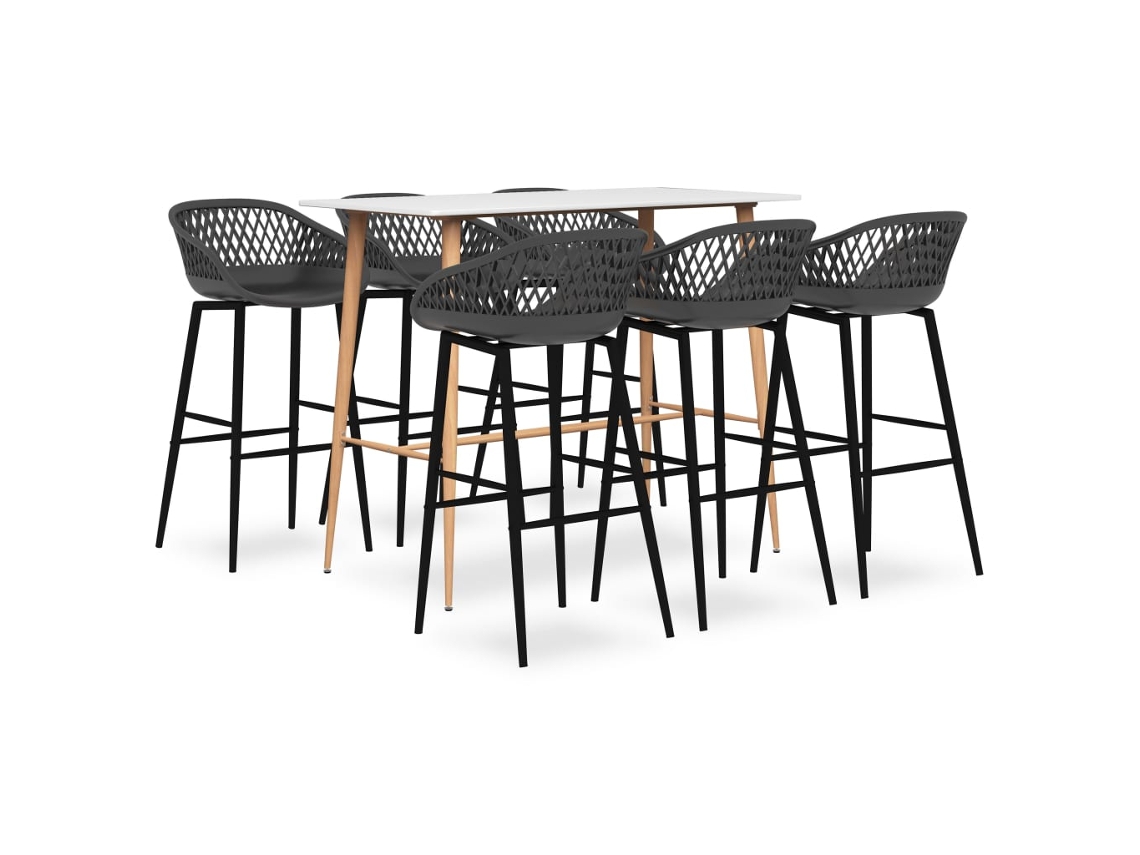 Vidaxl 7 Pcs Conjunto De Bar Branco E Cinzento