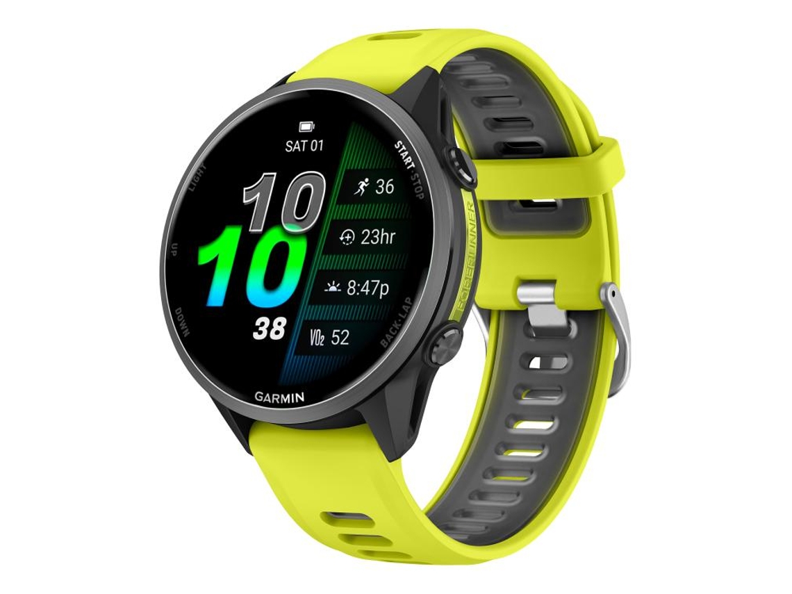Pulseira Para Garmin Forerunner 970 - Silicone Bicolor - Fivela Prateada