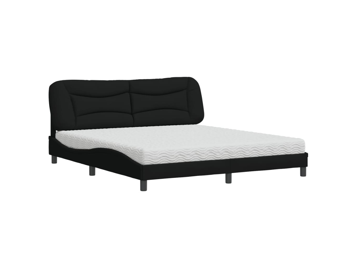 Bed, Beds Vidaxl Preto Tecido (180 X 200 Cm)