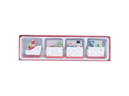 Primerox trem de Natal de Madeira para Crianças Brinquedo Diy Decoração Desktop Presente Branco
