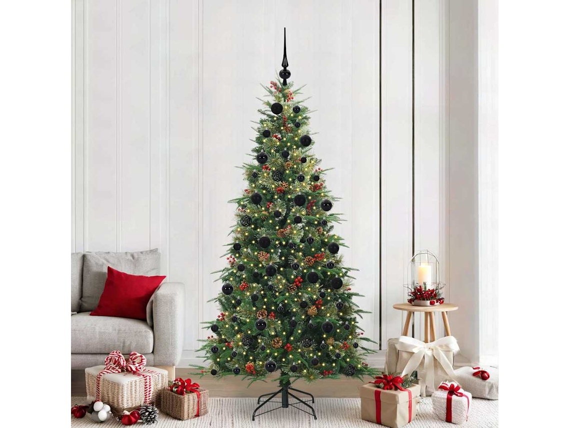 Vidaxl Árvore De Natal Articulada Artificial Verde 210 Cm Pe E Pvc