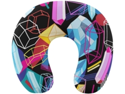 Almofada de Viag Geométrica Colorida, Apoio para o Pescoço, Suporte Cervical em Espuma Viscoelástica,