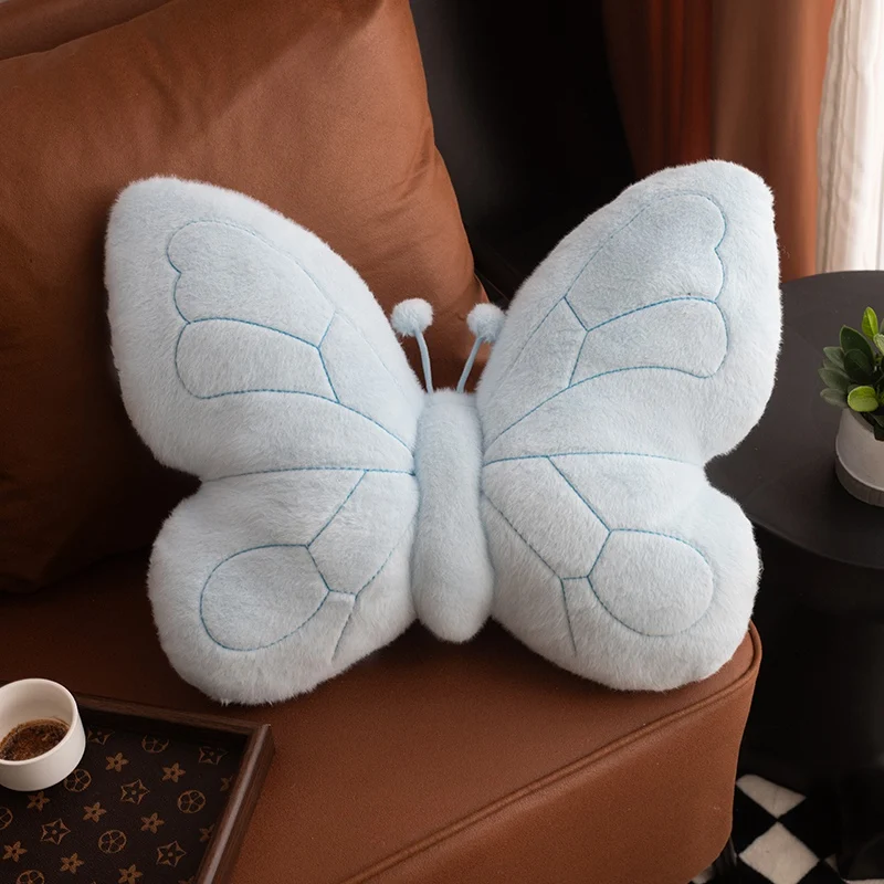 Almofada/travesseiro Decorativo Adulto com Estampa de Borboletas Suporte para a Coluna MDUG (azul, 46cm)