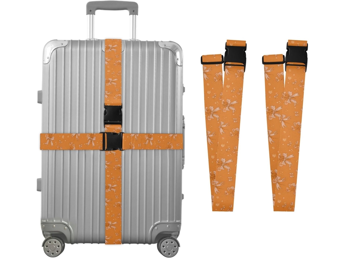 Conjunto De 2 Cintas Bagagem Personalizadas Com Laço Floral Outonal Para Malas Fivelas Viagem Ajustáveis