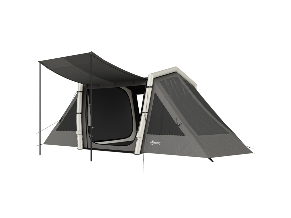 Barraca inflável de camping Blackout 4 pessoas, 2 quartos + sala, 580x270x202cm, cinza escuro S/MARCA