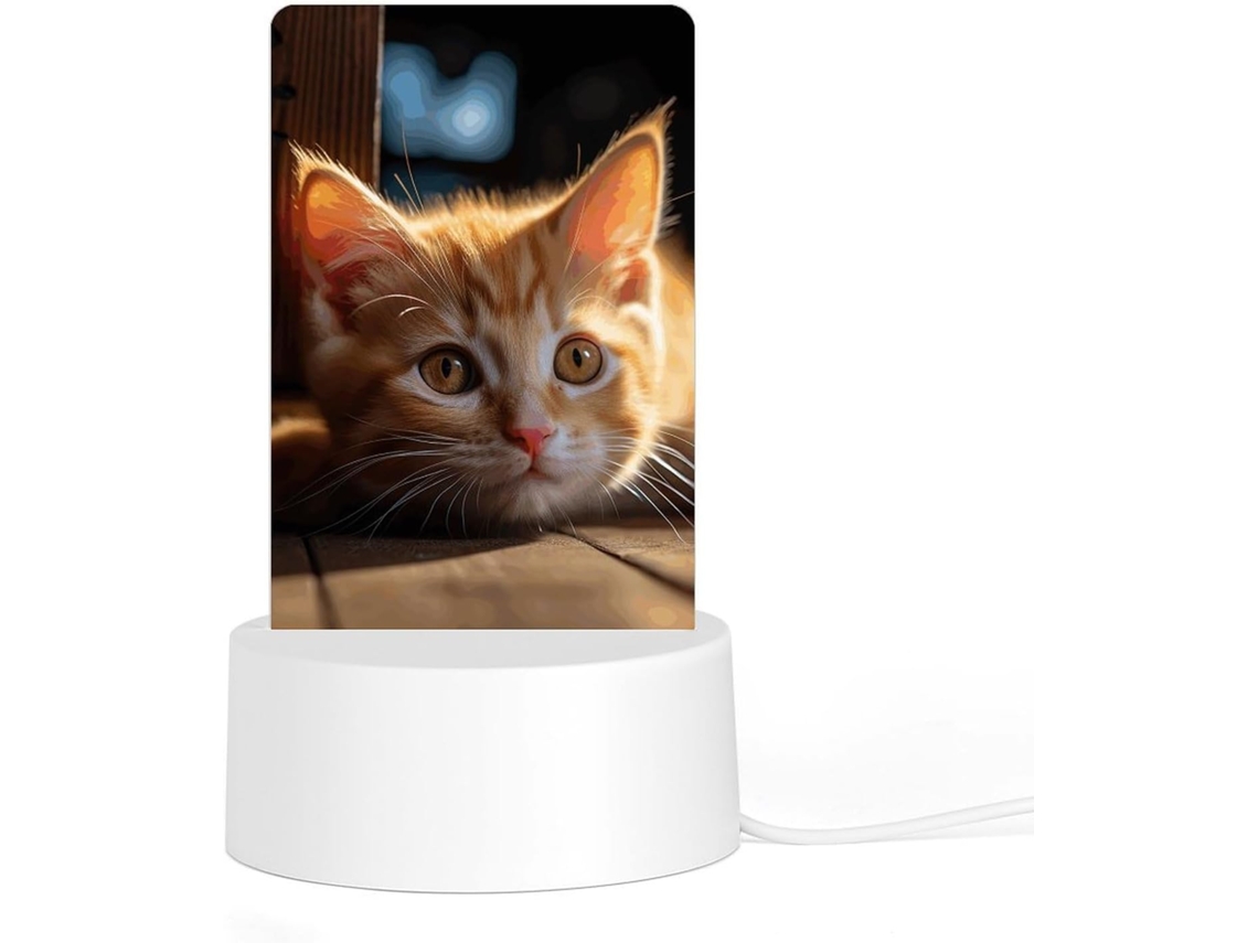 Luminária Noturna De Acrílico Com Base, Em Formato De Gatinho Laranja, Luz Noturna De Led Quarto, Banheiro