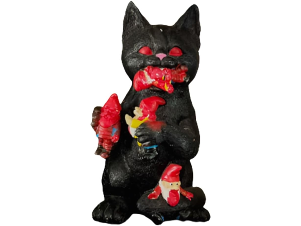 Escultura De Gato Preto | Decoração De Mesa Para O Halloween, Estatueta De Gato Comendo Para Colecio Gokoco