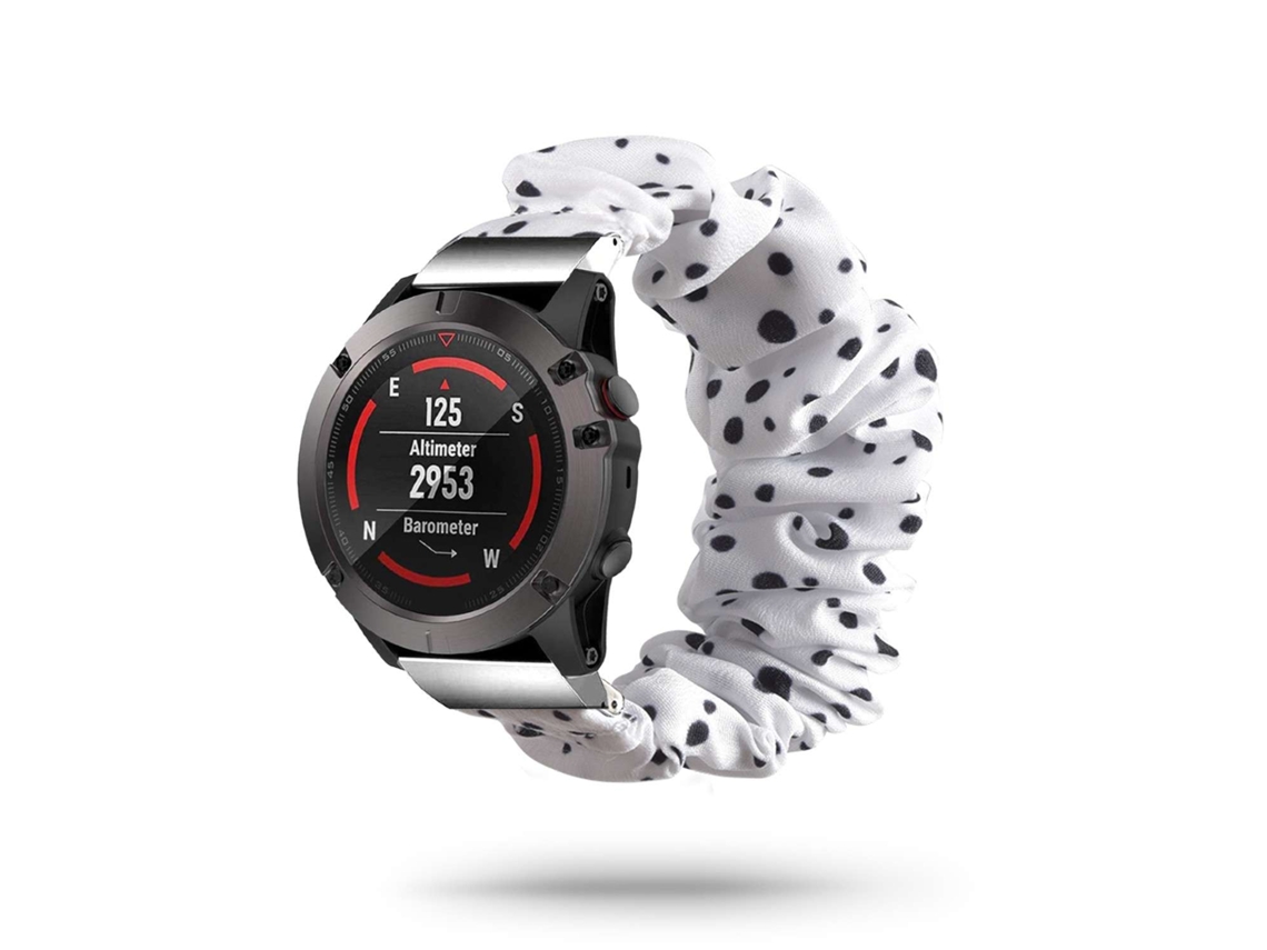 Bracelete Garmin Fenix 6 Pulseira Scrunchie Preto e Branco