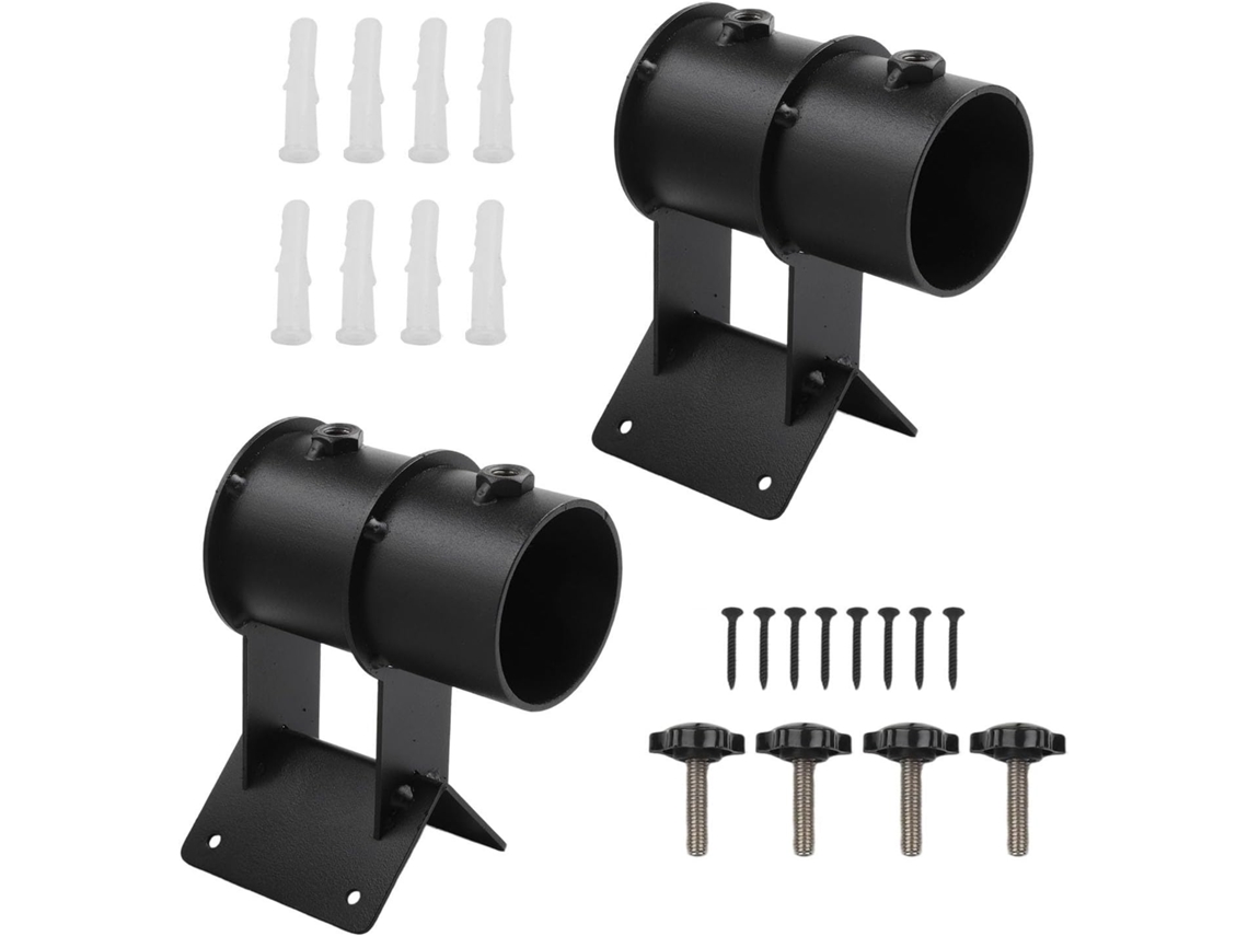 Braçadeira para suporte de guarda-chuva para uso externo, compatível com hastes de 1,5 a 2 polegadas, e pode ser fixada em grades de varanda, bancos, cercas e para pesca.