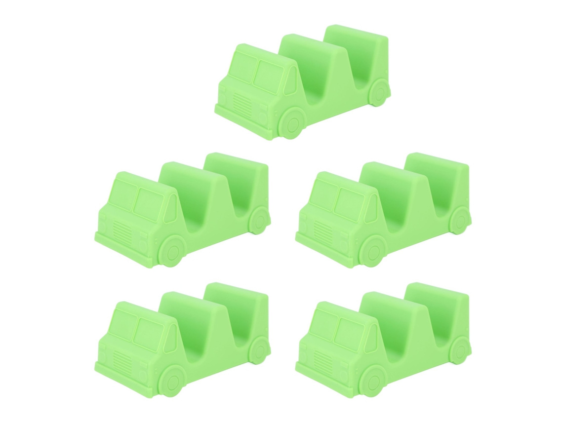Conjunto de 5 Suportes de Tacos em Forma de Carro Ondulado, para Prato, ABS, para Cozinha, Restaurante, Verde